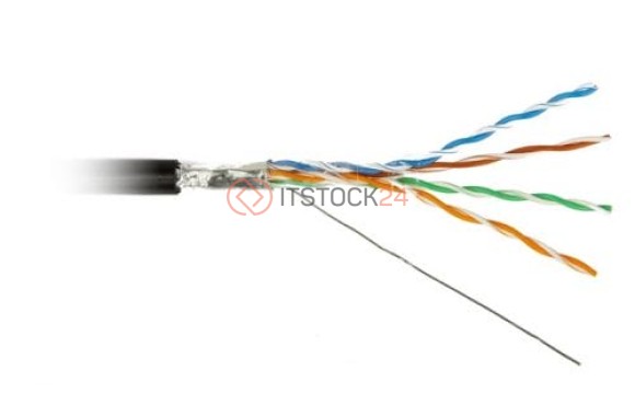 FUTP4-C5E-S24-OUT-PE-BK-500 Кабель витая пара Hyperline F/UTP 5e кат. 4 пары