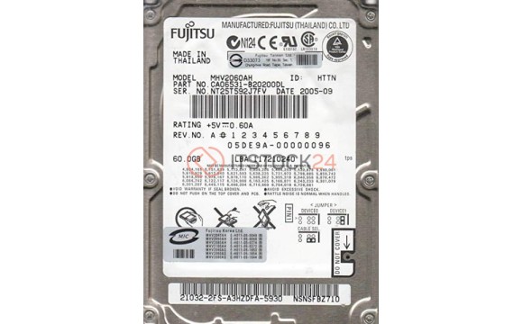 Жесткий диск Fujitsu CA06531-B20200DL 60Gb 5400 IDE 2,5" HDD