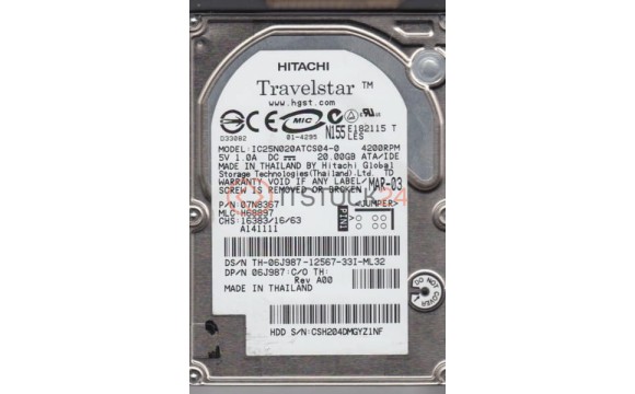 Жесткий диск Hitachi 07N8367 20Gb 4200 IDE 2,5" HDD