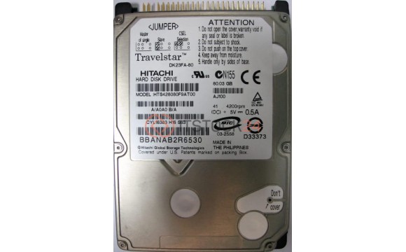 Жесткий диск Hitachi HTS428080F9AT00 80Gb 4200 IDE 2,5" HDD