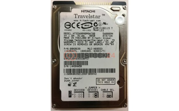 Жесткий диск Hitachi HTS548080M9AT00 80Gb 5400 IDE 2,5" HDD