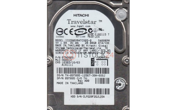 Жесткий диск Hitachi IC25N020ATCS05-0 20Gb 4200 IDE 2,5" HDD