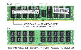 752370-081 Оперативная память HP Enterprise 32 Гб DIMM DDR4 2133 МГц