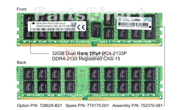 752370-081 Оперативная память HP Enterprise 32 Гб DIMM DDR4 2133 МГц