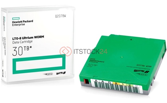 Картридж HP LTO-8 ULTRIUM 30 TB WORM 20 DATA CART CUSTOM LABELED WITH CASE [Q2078WL]