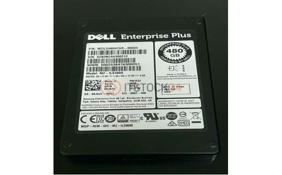 KJ8JV Накопитель Dell 480GB SAS 12Gbps Enterprise Plus SSD