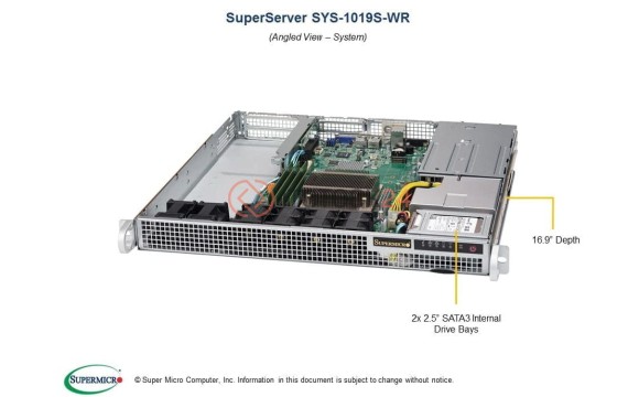 SUPERMICRO SYS-1019S-WR - SuperServer SYS-1019S-WR X11SSW-F 1U 2x2.5